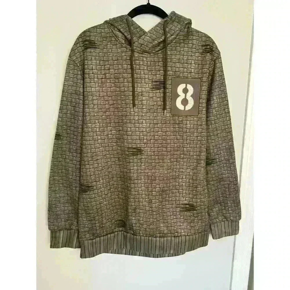 oc orderplus Hoodie / Sweatshirt ~ Brick Pattern ~ Green Combo ~ Sz Large - Picture 2 of 10